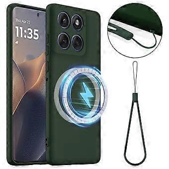 Case for Motorola Edge 60 Pro 5G Compatible with MagSafe Anti-Drop Liquid Silicone Phone Case Dark Green