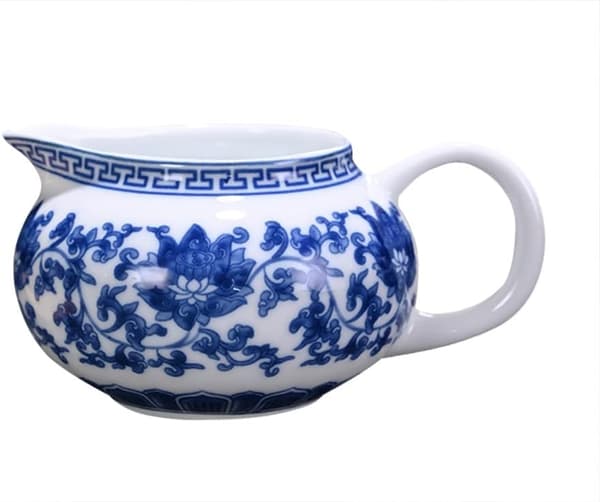 Keramikk blå og hvit fløtemugge for sauser, salat, kaffe, melk, te, 250 ml