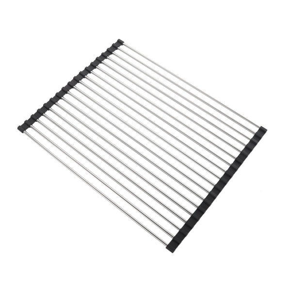 Rullbart oppvaskstativ i rustfritt stål - Sammenleggbart 45 x 35 cm