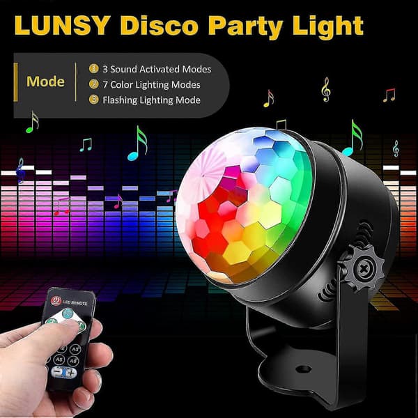 Diskokule 360 Roterende LED Festlampe Musikkaktivert Disco db