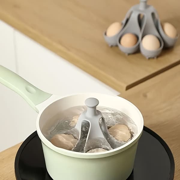 Silikon Egg Cooker for 4/6 Eggs, Boiling & Steaming, Dishwasher Safe, Breakfast 4 eggs 4 egg