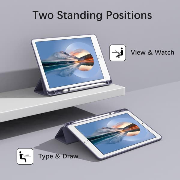 Lavender Purple, Protective Case for iPad10.2/iPad10.5/iPad9/iPadAir3, Thin and Soft Tri-fold Stand Smart Case, Automatic