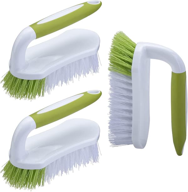 Scrub Brush, Heavy Duty Scrub Brushes with Comfortable Grip Compatible with Shower, Bathroom, Sink, Kitchen, Floor Cleaning, 3 Pack