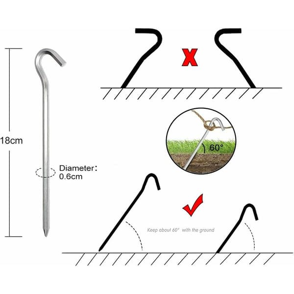 Campingplugger, Teltplugger, med oppbevaringspose, 10 stk Teltplugger, Aluminiumsteltplugger, 18 cm