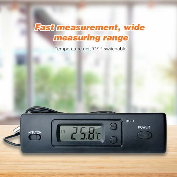 Termometer Mini Biltermometer Elektronisk Termometer med Tidsfunksjon