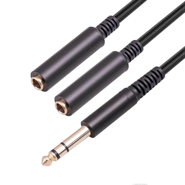 3718 30cm 6.35mm 1/4 Tomme 1 Han til 2 Hun Stereo Y Splitter Lydkabel