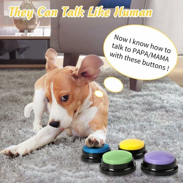 Recordable Dog Training Button Recordable Call Button Pet Training Bell Interactive Games with Dogs 4 Pcs