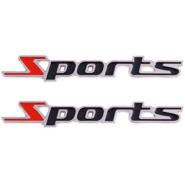 2 stk Sort Rød Metal Sport Bogstaver Bil Emblem Dekor
