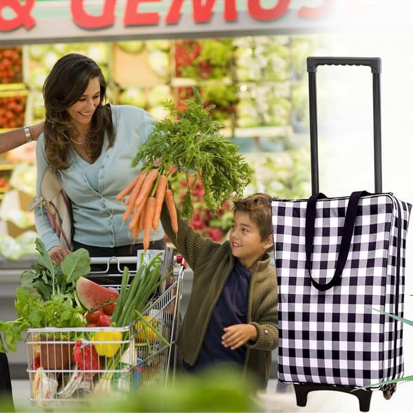 Indkøbsvogn, stor lastekapacitet, foldbar rullevogn, indkøbsvogn, stabilt design med foldning, nyttig til vasketøj, trapper, klatring, opbevaring size_name 2