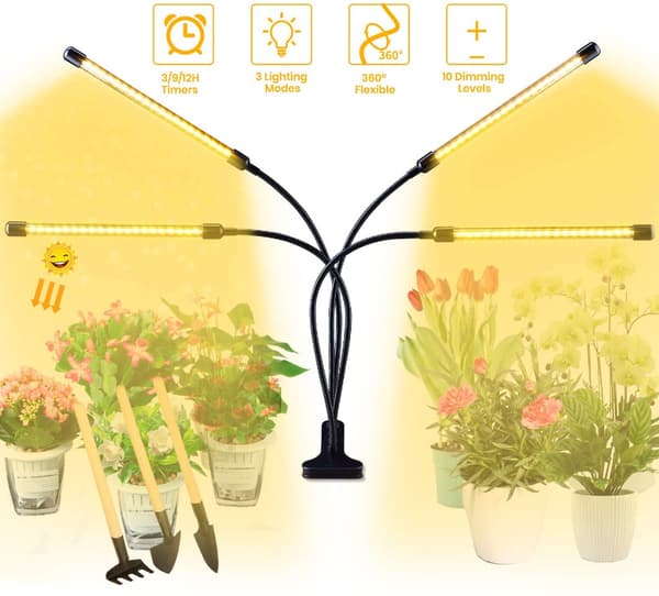 Plantelys, 80W 4 Timerhoder 80 LED-er 9 Dimmingsnivåer Plantelys