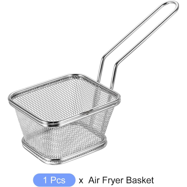 Airfryer-kurv i rustfrit stål (4\" x 3,5\"), rektangulær chips-netkurv, non-stick airfryer-bageplade