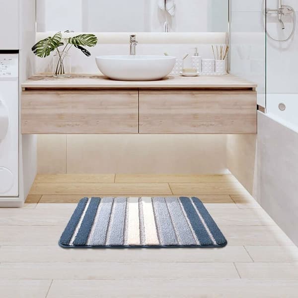 Anti-slip Mat Super Soft Bathroom Mat Machine Washable Absorbent 50x80cm Blue