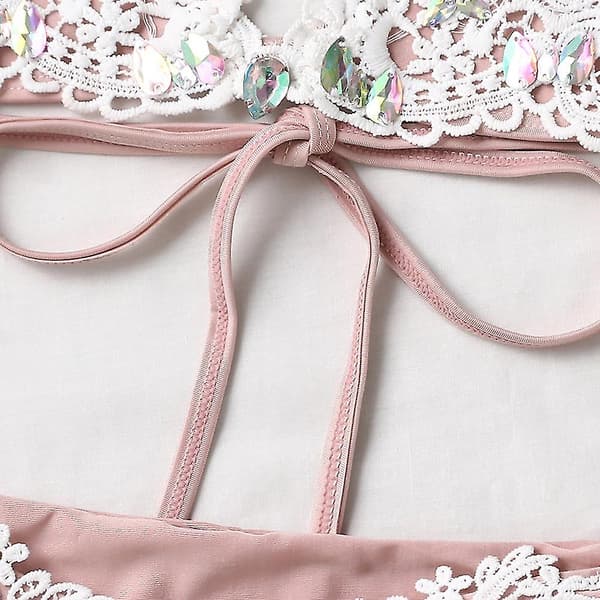 Sexy bikini-sett for kvinner, blonde, ryggløse stropper, badedrakt, strandklær