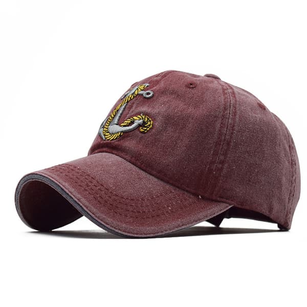 Båt Anker Brodert Denim Baseball Retro Hatt (rød)