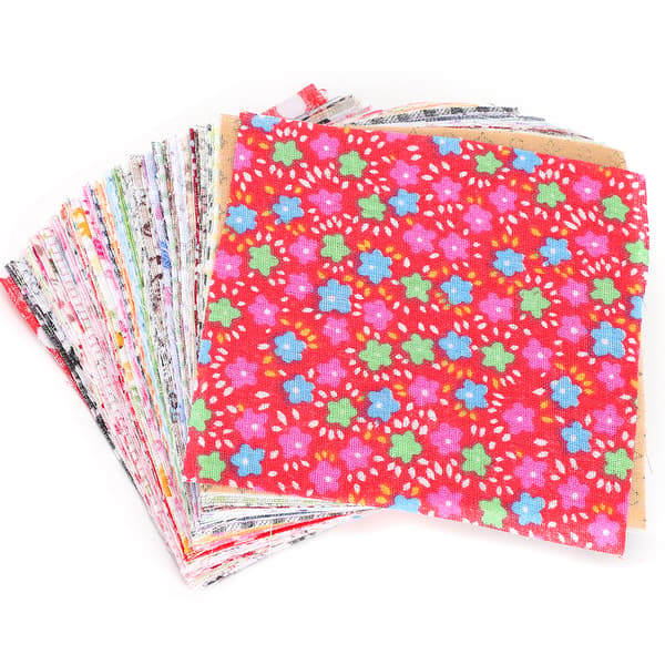100 pcs Cotton Square Patchwork with Different Patterns, Clothing Accessories for DIY Sewing