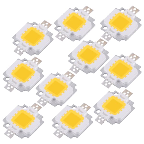 10 stk 10W LED SMD Chip COB DC 9-10V for lampe, frontlys, lyspære, erstatning, varmhvit