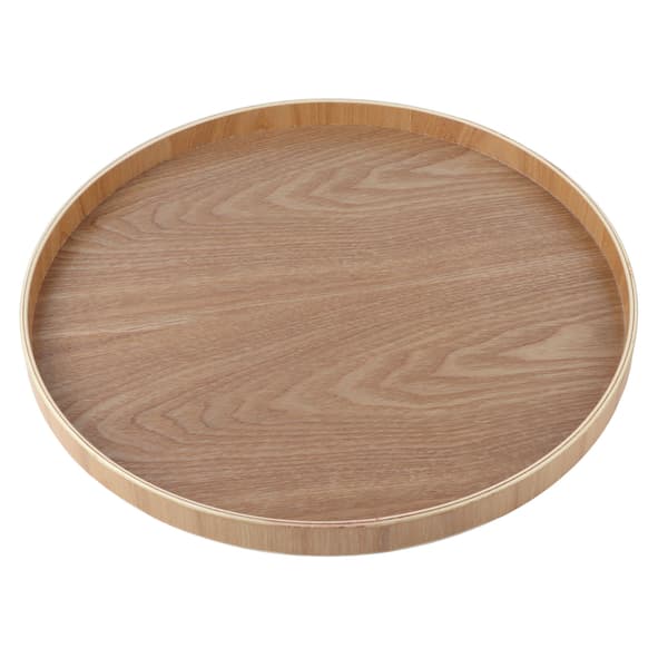 Rund Form Massivt Tre Te Kaffe Snacks Mat Serveringsbrett Tallerken Restaurantbrett Tre