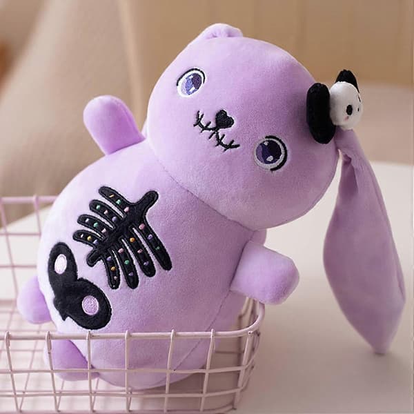Gothic Skeleton Rabbit Plush 30 cm Scary Easter Bunny Doll Soft Fabric Gothic Decoration for Halloween and Easter (FMY)