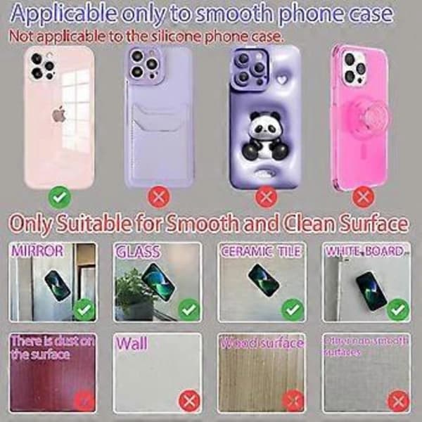 Silicone Suction Cup Phone Case Mount Double-Sided, Mobile Accessory Hands-Free Strong Grip Holder for Selfies and Videos (Pink)