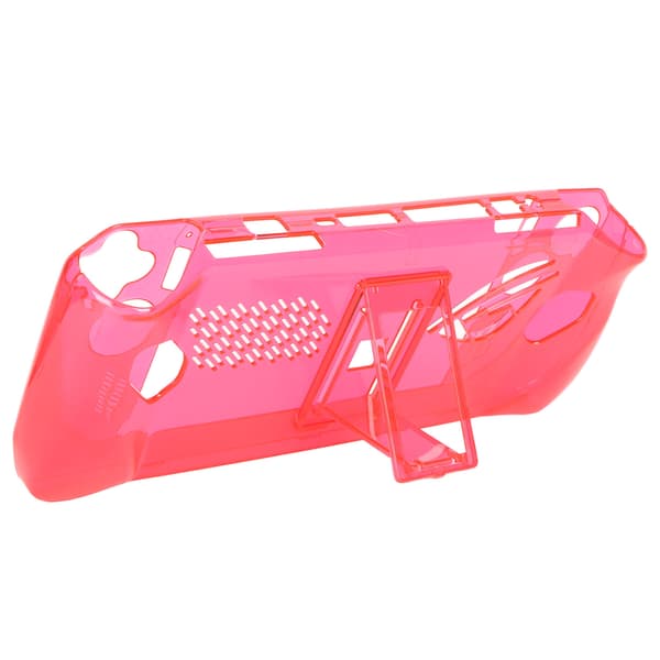 Game Console Clear Case Shockproof Anti-slip TPU Protective Cover with Stand for ASUS ROG Ally Handheld 2023 Transparent Red