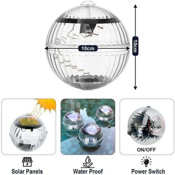 Solcelleflydende lys, magisk kugle solcellepoollampe, pool solcellepoollampe (varm gul)