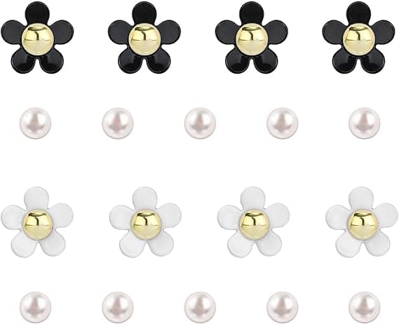 18 stk perle- og blomsterkrokodillesmykker, skodekorasjonstilbehør for kvinner