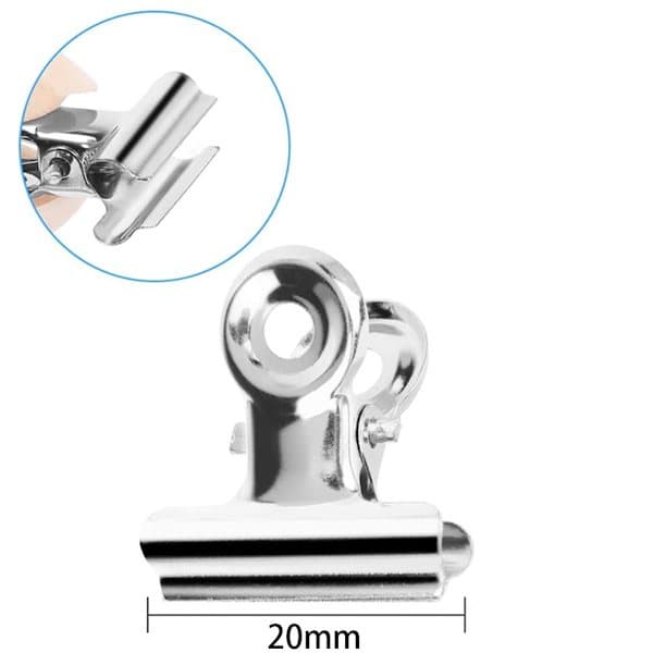 50-pack - Bulldog Clips - Stainless Steel - Paper Clips - 20mm - Mini Clips - Silver