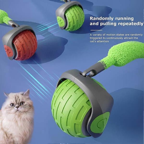 Interaktiv Elektrisk Rullende Bold Legetøj til Kat Hund Kæledyr USB Genopladelig Blå Blue