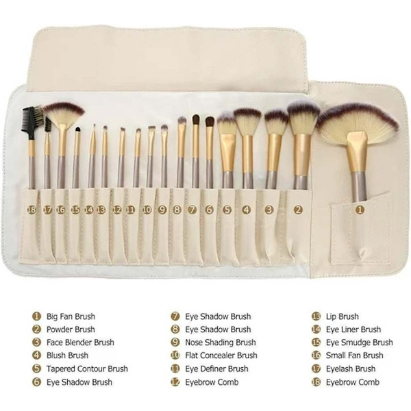 Makeup Brush Set, 18-Piece Professional Cosmetic Tool with Storage Bag, Super Soft 3D