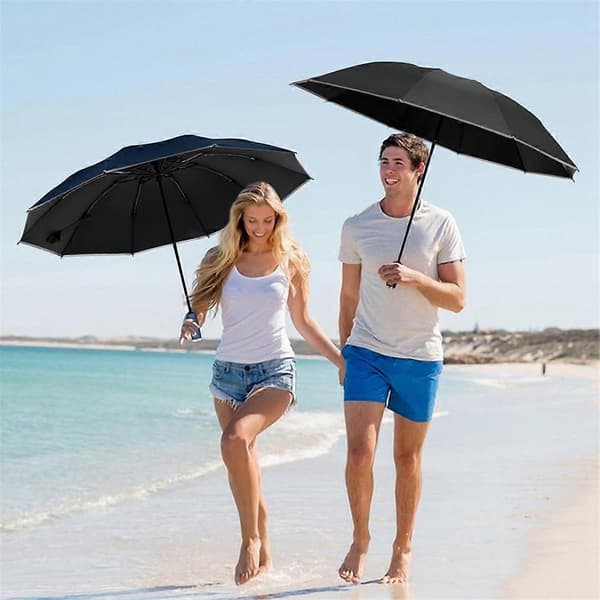 2-pack Travel Umbrella, Unbreakable Umbrella with 10 RIBS, Windproof Umbrellas for Rain & Sun, Automatic
