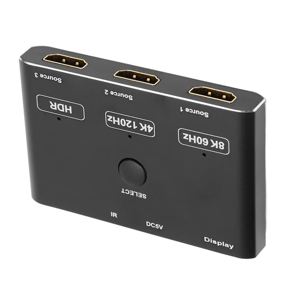 HD Multimedia Interface Switcher HDR 3 inn 1 ut 8K HD Multimedia Interface Splitter med retningsbestemt fjernkontroll