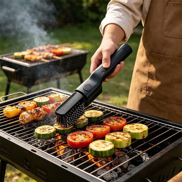 Rechargeable Foldable Grill Brush, Grill Brush with Adjustable Brush Head, Suitable for All Grill Grates, a Gift for Grill Enthusiasts