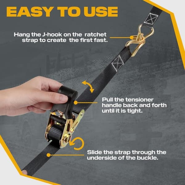 Kraftige surringsstropper med krog 4-pak 6m x 25mm laststropper til motorcykler biler trailere kompatible med husholdning