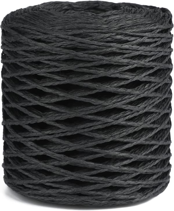 200M Raffiapapirsnor Papirgarn Raffia Garn til Jul, Gaveindpakning, Håndværksdekoration Sort