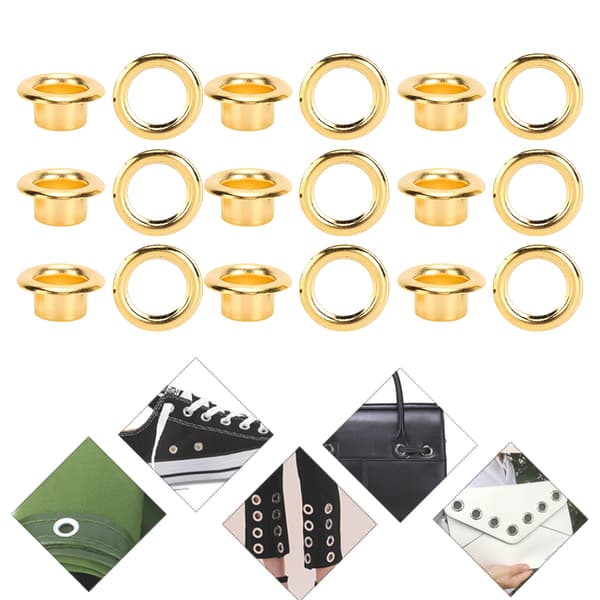 200 stk. 6 mm snørebånd hule nitter DIY håndlavet messing guld lædertilbehør