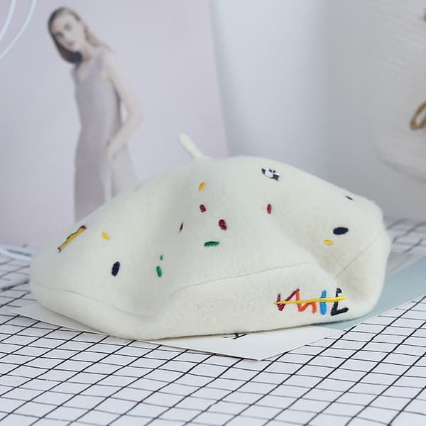 Damebasker Fransk Hatt Ull Varm Komfortabel Kostymetilbehør for Vinter Høst