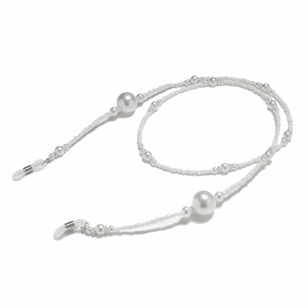 Glasögonrem med pärlor - Vit vit white