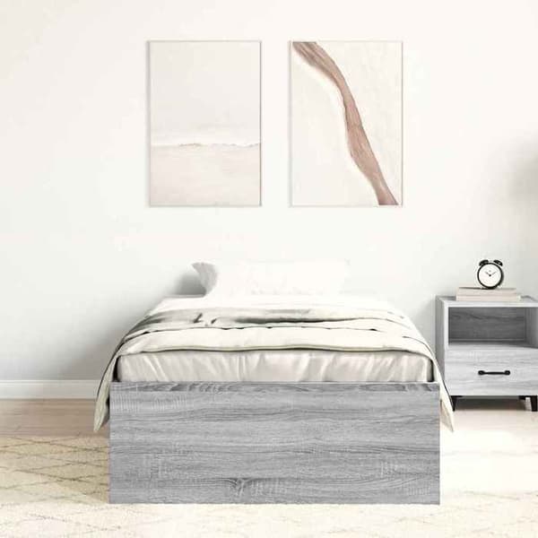 Sengestel - EKSKLUSIV HUS - 100 x 200 cm - Sonoma grå - 6 rum - Lamelseng Sonoma grå