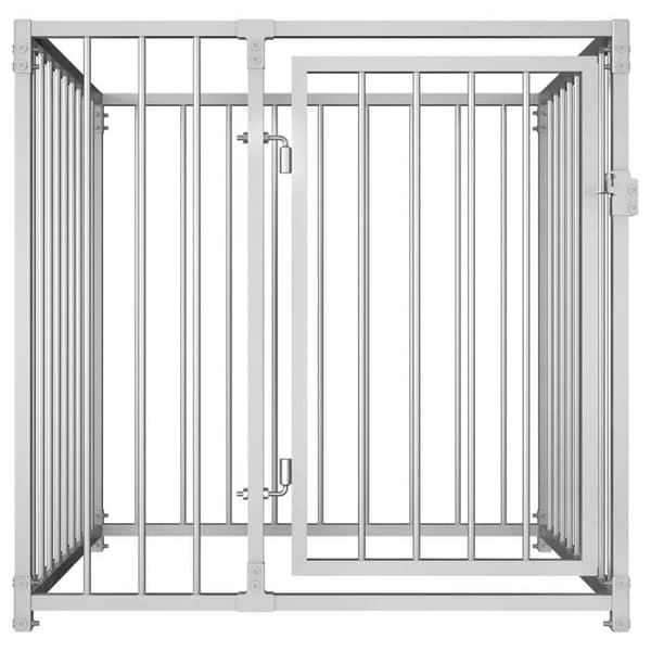Utomhuskennel - Exklusivt hus - 100 x 100 x 100 cm - Robust stål - Låsbar dörr silver-