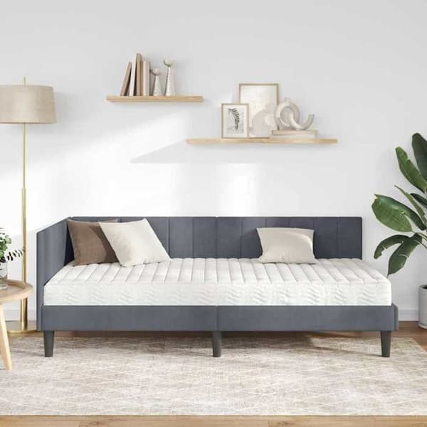 Maison Exclusive - Kulmasänky 2 osaa tummanharmaa 90 x 190 cm Grå (sammet)