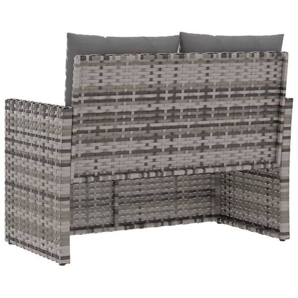 Trädgårdsbänk - EXKLUSIV HEM - 105 cm - Flätad resin - Grå - Kuddar ingår Grå