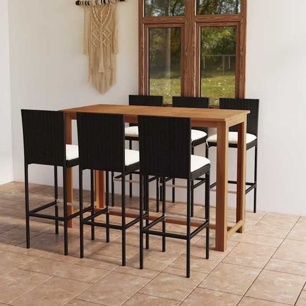 Maison Exclusive - Havebar sæt med puder 7 stk Sort Svart