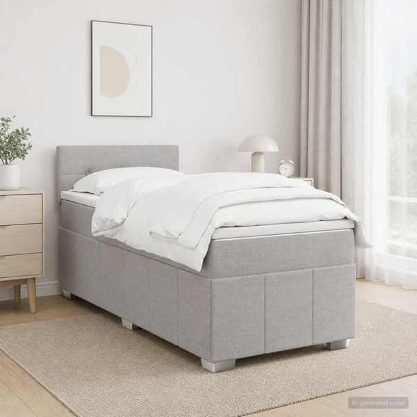 Maison Exclusive - Boxspring seng med madras Lys grå 90 x 200 cm Stof Ljusgrått