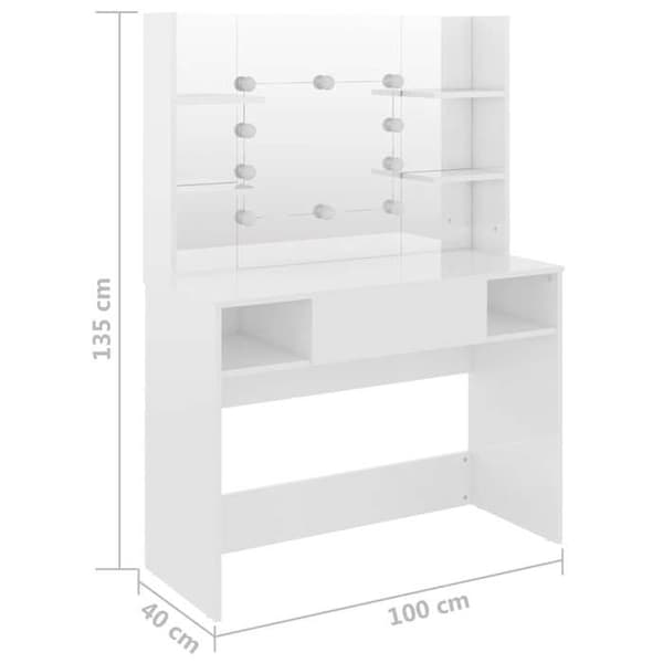 Maison Exclusive - Sminkbord med LED-belysning MDF Vit blank Strålande vit