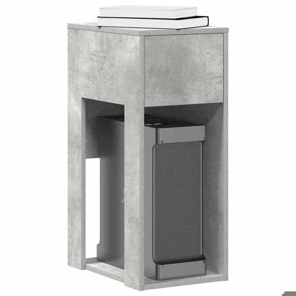 Computer tower support - EKSKLUSIV HUS - 30x44x74 cm - Beton grå - Ingeniørtræ - 1 skuffe