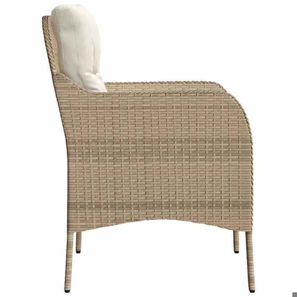Maison Exclusive - Trädgårdsstolar med kuddar, set om 2, beige flätad resin