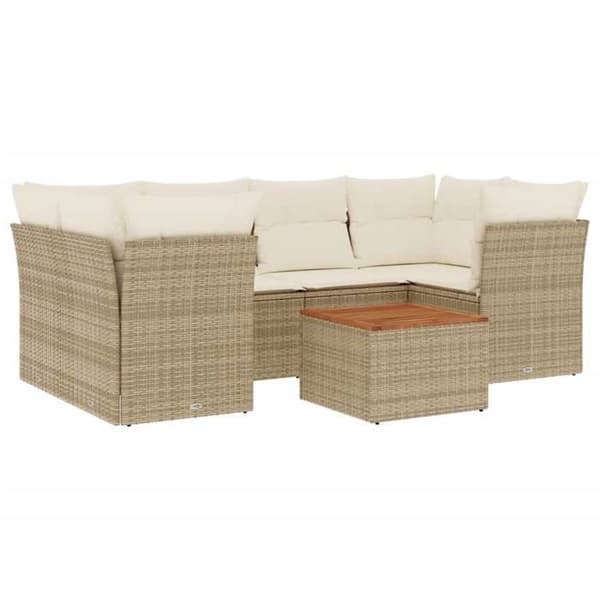 Maison Exclusive - Trädgårdsmöbler med kuddar 7 delar beige flätad resin