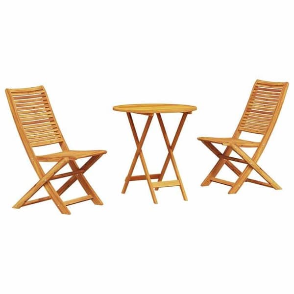 Maison Exclusive - Fällbart bistroset 3 delar Brun Massivt Akaciaträ
