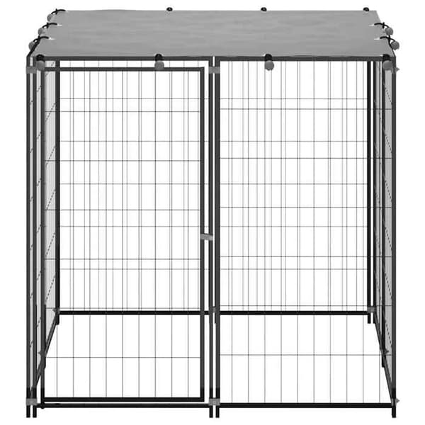 Maison Exclusive - Chenil Noir 110x110x110 cm Teräs svart och silvergrå