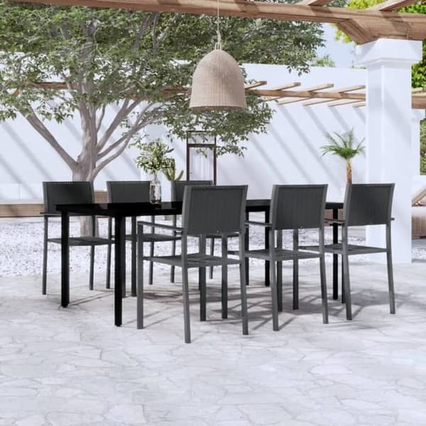 Maison Exclusive - Have spisebordssæt 7 dele Sort Svart